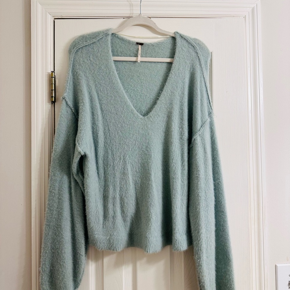 Free People Women's Soft V-Neck Sweater - Sea foam green